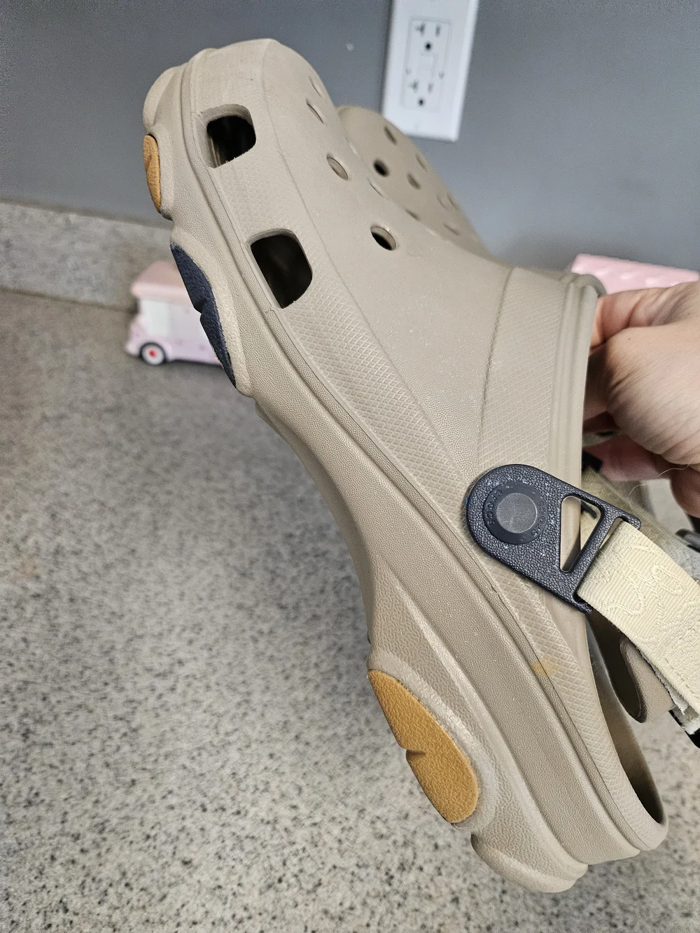 Beige Comfort Clogs with Adjustable Strap